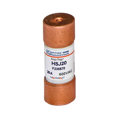 Mersen HSJ20, Class J HSJ High-Speed Fuse, 600VAC/500VDC, 20A, Ferrule Type