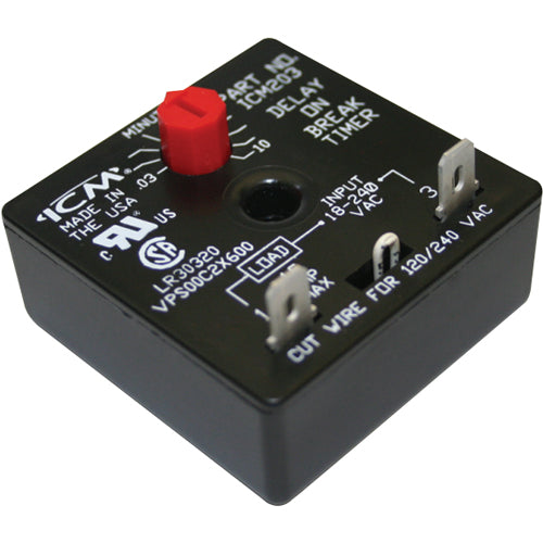 Alltemp 24-ICM203, Delay On Break Timer, 18-240 VAC, 50/60 Hz, Adjustable Delay 0.03-10 Minutes
