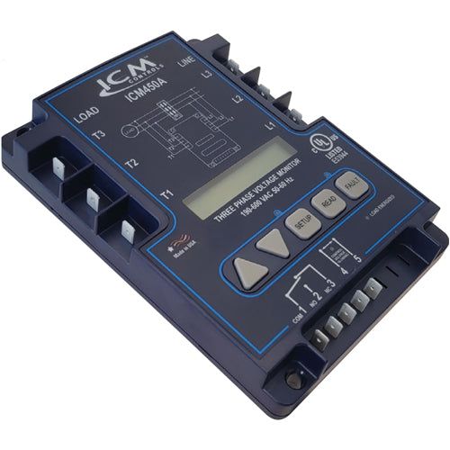 Alltemp 24-ICM450A, Motor Protection Control, Programmable 3-Phase Line Voltage Monitor, Universal 190-600 VAC, 50/60 Hz, Control 18-240 VAC, SPDT Output