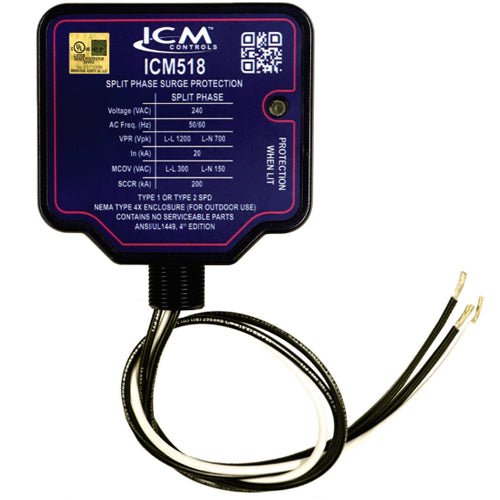 Alltemp 24-ICM518, Split Phase Surge Protective Device, 240 VAC, 50/60 Hz, Maximum Surge Current 100 kA, Short Circuit Current Rating 200 kA