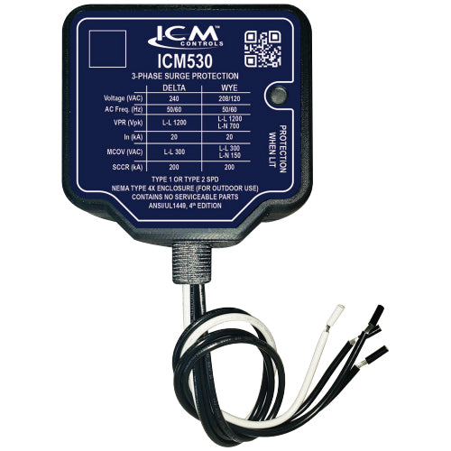 Alltemp 24-ICM530, 3-Phase Surge Protective Device for 3-Phase Delta 240 VAC or Wye 120/208 VAC, Maximum Surge Current 150 kA