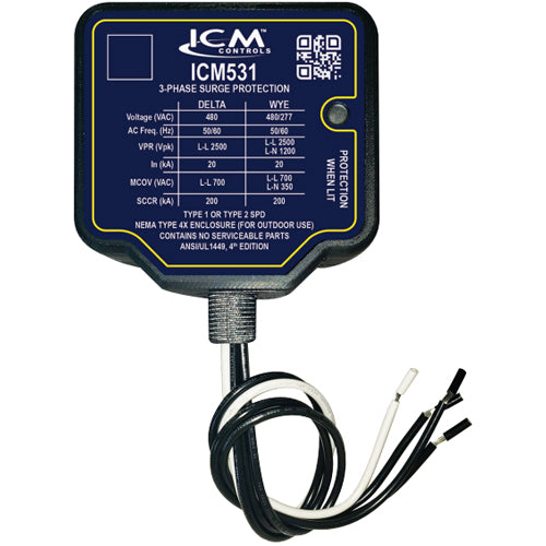 Alltemp 24-ICM531, 3-Phase Surge Protective Device for 3-Phase Delta 480 VAC or Wye 277/480 VAC, Maximum Surge Current 150 kA