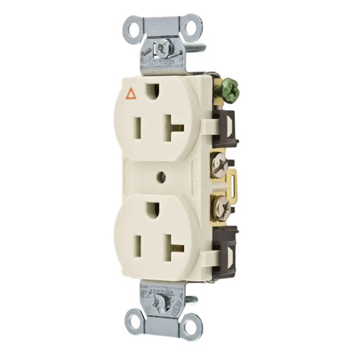 Hubbell-PRO IG5352LA, Heavy Duty Duplex Receptacles, Isolated Ground, Back and Side Wired, 20A 125V, 5-20R, 2-Pole 3-Wire Grounding, Light Almond