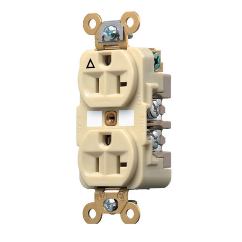 Hubbell IG5362I, Extra Heavy Duty Max Duplex Receptacles, Isolated Ground, Back and Side Wired, 20A 125V, 5-20R, 2-Pole 3-Wire Grounding, Ivory