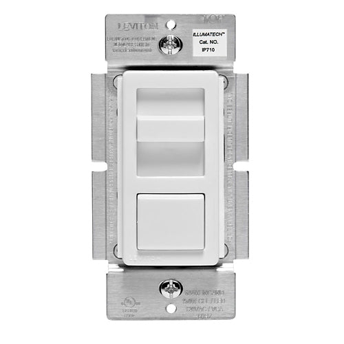 Leviton IP710-LFZ, IllumaTech Slide Preset USMCA Compliant Electro-Mechanical 0-10V Slide Dimmer, 1200VA @ 120VAC, 1500VA @ 277VAC, 10A LED/Electronic Ballast 120/277VAC