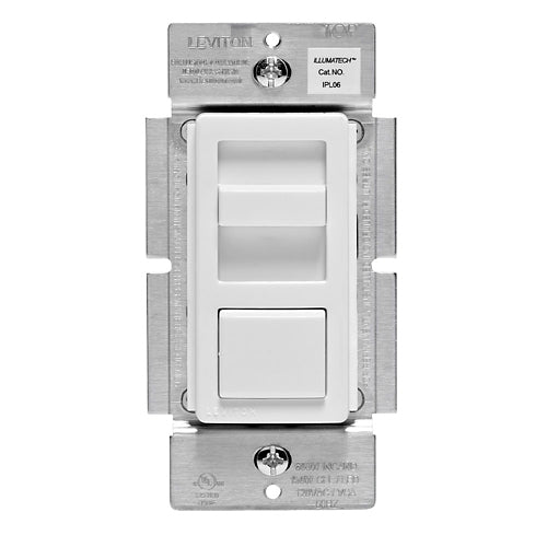 Leviton IPL06-10Z, IllumaTech Preset Slide Dimmer for 600W Incandescent, 150W LED and CFL, Single Pole or 3-Way, White