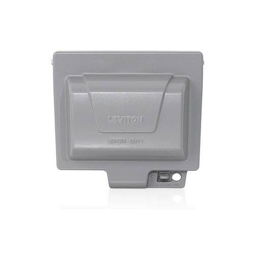 Leviton IUM1H-GY, 1-Gang Extra-Duty Weatherproof Cover, Horizontal Mount, Die-Cast Aluminum, Includes Inserts for Single, Duplex and Decora/GFCI Receptacles, Gray