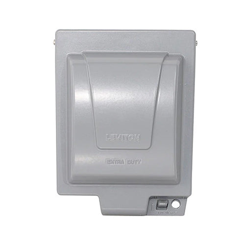 Leviton IUM2V-GY, 2-Gang Extra-Duty Weatherproof Cover, Vertical Mount, Die-Cast Aluminum, Includes Inserts for Single, Duplex and Decora/GFCI Receptacles, Gray