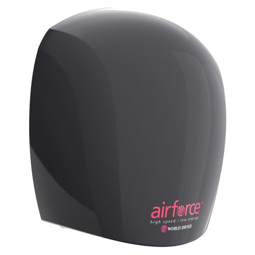 World Dryer J4-162, Airforce High-Speed Energy Efficient Hand Dryer, 208-240V, Automatic Operation, Surface Mounted, Aluminum, Black
