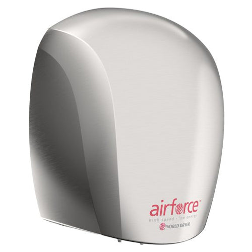 World Dryer J-973, Airforce High-Speed Energy Efficient Hand Dryer, 110-120V, Automatic Operation, Surface Mounted, Stainless Steel, Brushed
