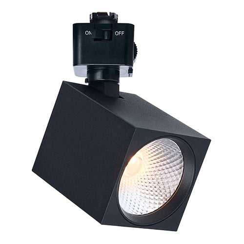 Satco JH5055, J Style, LED Track Head, 8W, 120V, 2700/3000/3500/4000/5000K CCT Selectable, Dim to Warm, 500-600 Lumens, Square, 48 Deg. Beam, Black Finish