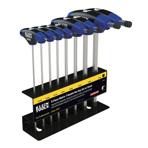 Klein Tools JTH68M, Hex Key Set, Metric, Journeyman™ T-Handle, 6-Inch with Stand, 8-Piece