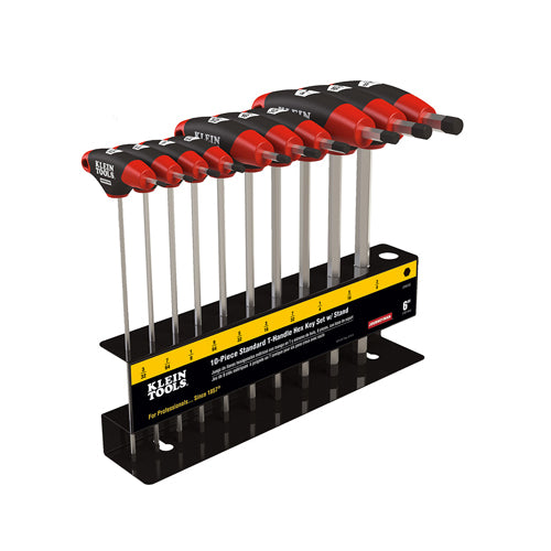 Klein Tools JTH910E, Hex Key Set, SAE, T-Handle, 9-Inch with Stand, 10-Piece