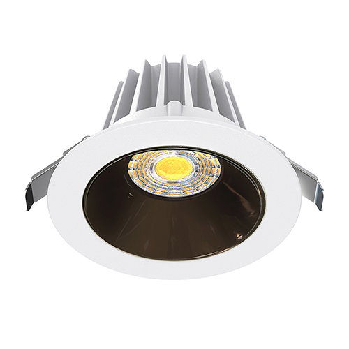 Lotus JXL-COB04-R15W-5CCT-WH-4RR-SM-BC, 4" Round Recessed Economy LED 15W, 120VAC, 5CCT, 1180-1420 Lumens, White Reflector, Black Chrome Trim, Dimmable, 36° Beam Angle