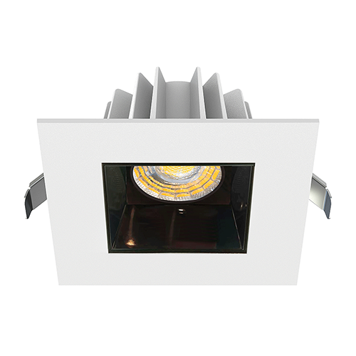 Lotus JXL-COB04-S15W-5CCT-WH-4SR-SM-BC, 4" Square Recessed Economy LED 15W, 120VAC, 5CCT, 1160-1390 Lumens, White Reflector, Black Chrome Trim, Dimmable, 36° Beam Angle
