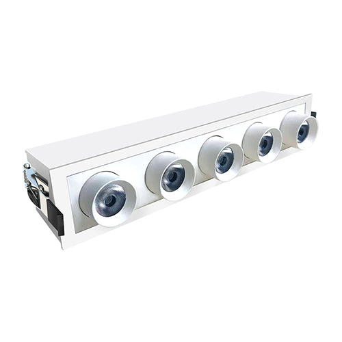 Lotus JXL-TXH05-G16W-WH-3000K, 5 LED Rotatable Linear Recessed Downlight 16W, 120-277VAC, 3000K Warm White, 1220 Lumens, White Trim, CRI 90+