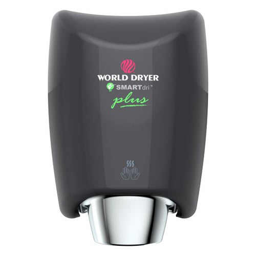 World Dryer K4-162P2, SmartDri Plus Series Intelligent High-Speed Energy Efficient Hand Dryer, 208-240V, Automatic Operation, Surface Mounted, Aluminum, Black