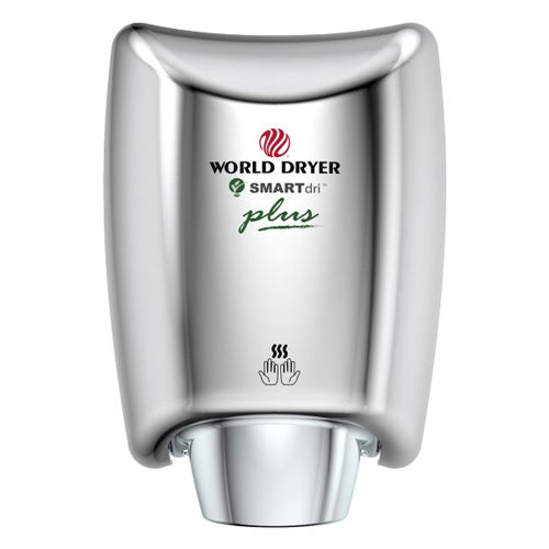 World Dryer K-972P2, SmartDri Plus Series Intelligent High-Speed Energy Efficient Hand Dryer, 110-120V, Automatic Operation, Surface Mounted, Stainless Steel, Polished