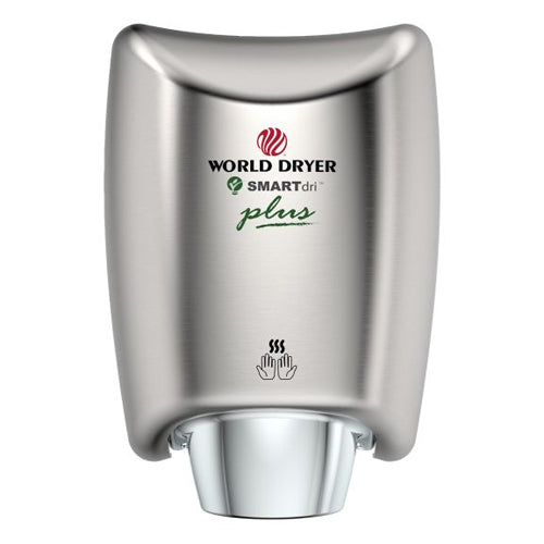 World Dryer K4-973P2, SmartDri Plus Series Intelligent High-Speed Energy Efficient Hand Dryer, 208-240V, Automatic Operation, Surface Mounted, Stainless Steel, Brushed