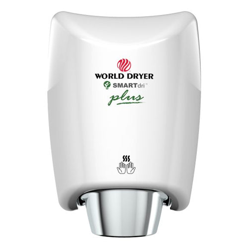 World Dryer K4-974P2, SmartDri Plus Series Intelligent High-Speed Energy Efficient Hand Dryer, 208-240V, Automatic Operation, Surface Mounted, Aluminum, White