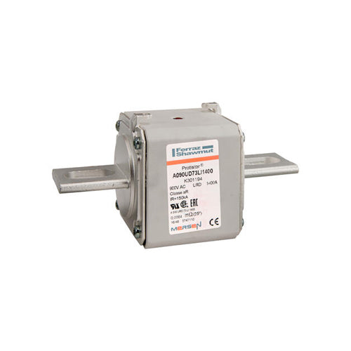 Mersen K301194, Square Body High-Speed Fuse, Fast Acting, Size 73 aR, 850/900VAC, 1400A, With Striker Slotted Blades long