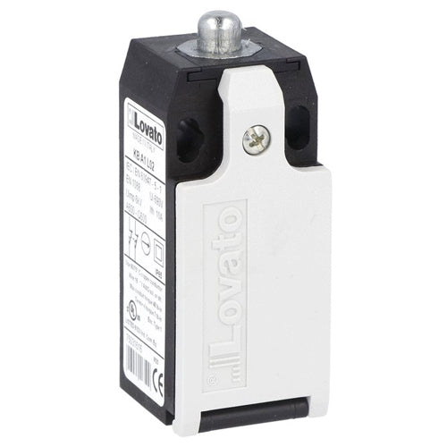 Lovato KBA1S11N, Limit Switch, K Series, One Bottom Cable Entry, Top Metal Push Rod Plunger, Dimensions to EN/BS 50047, Plastic Body, Contacts 1NO+1NC Snap Action, 1/2'' NPT