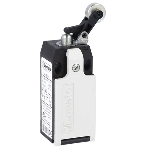 Lovato KBD2S11N, Limit Switch, K Series, One Bottom Cable Entry, Metal Roller Side Push Lever, Dimensions to EN/BS 50047, Plastic Body, Contacts 1NO+1NC Snap Action, 1/2'' NPT