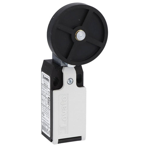 Lovato KBE3S11N, Limit Switch, K Series, One Bottom Cable Entry, Rubber Roller Lever Plunger, Dimensions to EN/BS 50047, Plastic Body, Contacts 1NO+1NC Snap Action, 1/2'' NPT
