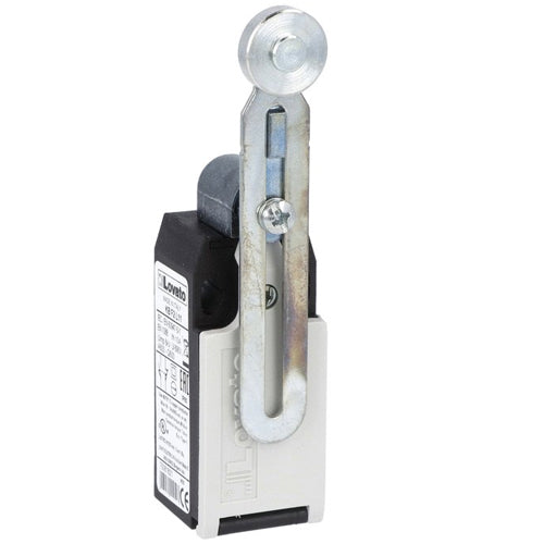 Lovato KBF2S11N, Limit Switch, K Series, One Bottom Cable Entry, Metal Adjustable Roller Lever, Dimensions to EN/BS 50047, Plastic Body, Contacts 1NO+1NC Snap Action, 1/2'' NPT