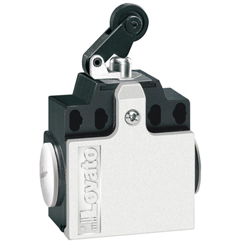 Lovato KCC1S11N, Limit Switch, K Series, Two Side Cable Entries, Plastic Roller Centre Push Lever, Dimensions Compatible to EN/BS 50047, Plastic Body, Contacts 1NO+1NC Snap Action, 1/2'' NPT