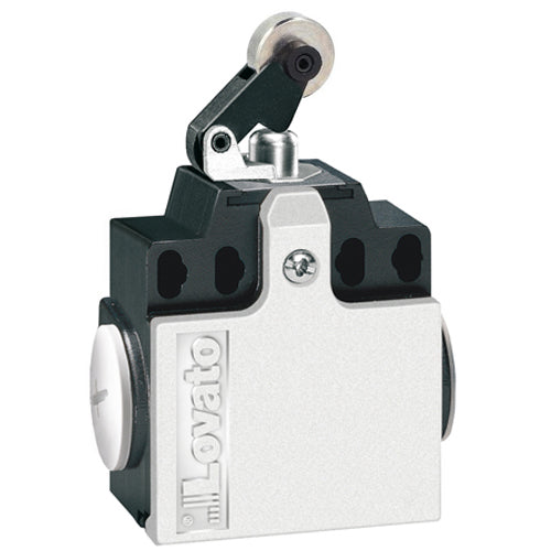 Lovato KCC2S11N, Limit Switch, K Series, Two Side Cable Entries, Metal Roller Centre Push Lever, Dimensions Compatible to EN/BS 50047, Plastic Body, Contacts 1NO+1NC Snap Action, 1/2'' NPT