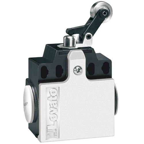 Lovato KCD2S11N, Limit Switch, K Series, Two Side Cable Entries, Metal Roller Side Push Lever, Dimensions Compatible to EN/BS 50047, Plastic Body, Contacts 1NO+1NC Snap Action, 1/2'' NPT
