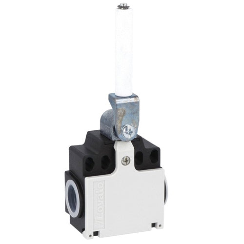 Lovato KCH1S11N, Limit Switch, K Series, Two Side Cable Entries, Ceramic Rod Lever, Dimensions Compatible to EN/BS 50047, Plastic Body, Contacts 1NO+1NC Snap Action, 1/2'' NPT