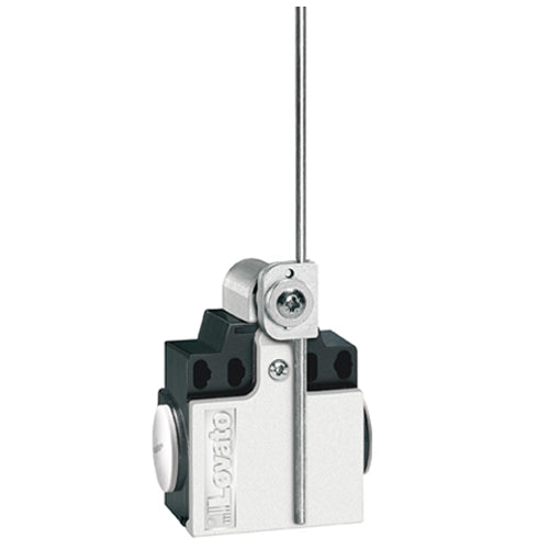 Lovato KNL2S11N, Limit Switch, K Series, Two Side Cable Entries, Steel Adjustable Rod Lever, Dimensions Compatible to EN/BS 50047, Metal Body, Contacts 1NO+1NC Snap Action, 1/2'' NPT