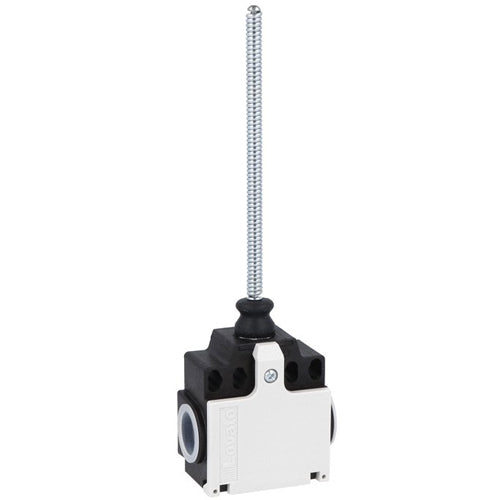 Lovato KCM1S11N, Limit Switch, K Series, Two Side Cable Entries, Wobble Stick, Omnidirectional, Dimensions Compatible to EN/BS 50047, Plastic Body, Contacts 1NO+1NC Snap Action, Flexible Rod, 1/2'' NPT