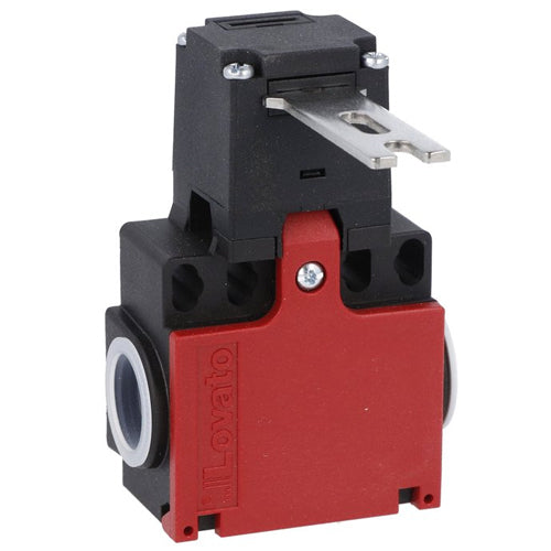 Lovato KCN1L11N, Safety Limit Switch, K Series, Two Side Cable Entries, Straight Key Operated, Dimensions Compatible to EN/BS 50047, Plastic Body, Contacts 1NO+1NC Slow Action, 1/2'' NPT