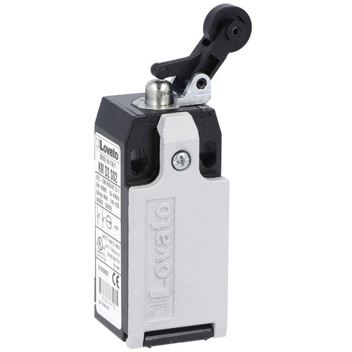 Lovato KMD1S11N, Limit Switch, K Series, One Bottom Cable Entry, Plastic Roller Side Push Lever, Dimensions to EN/BS 50047, Metal Body, Contacts 1NO+1NC Snap Action, 1/2'' NPT