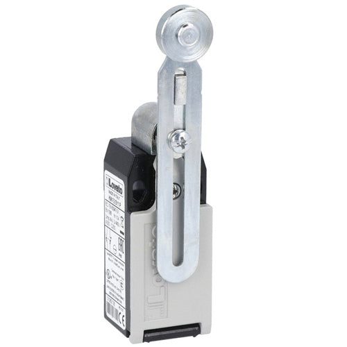 Lovato KMF2S11N, Limit Switch, K Series, One Bottom Cable Entry, Metal Adjustable Roller Lever, Dimensions to EN/BS 50047, Metal Body, Contacts 1NO+1NC Snap Action, 1/2'' NPT