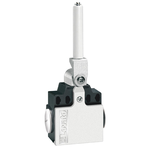 Lovato KNH1S11N, Limit Switch, K Series, Two Side Cable Entries, Ceramic Rod Lever, Dimensions Compatible to EN/BS 50047, Metal Body, Contacts 1NO+1NC Snap Action, 1/2'' NPT