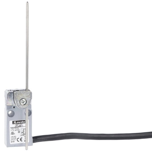 Lovato KPL2S11, Prewired Metal Limit Switch with 2m Long Cable, K Series, Adjustable Metal Rod Lever, Contacts 1NO+1NC Snap Action