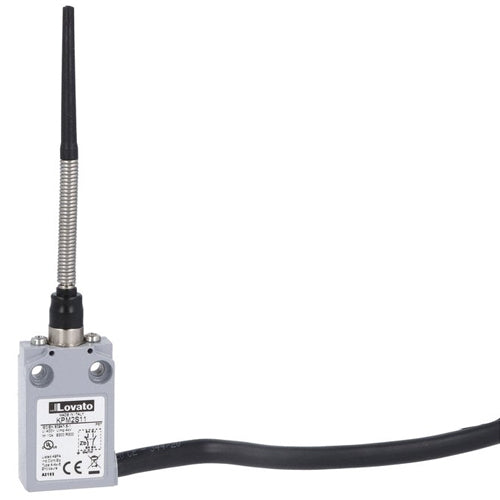 Lovato KPM2S11, Prewired Metal Limit Switch with 2m Long Cable, K Series, Omnidirectional Wobble Stick, Contacts 1NO+1NC Snap Action