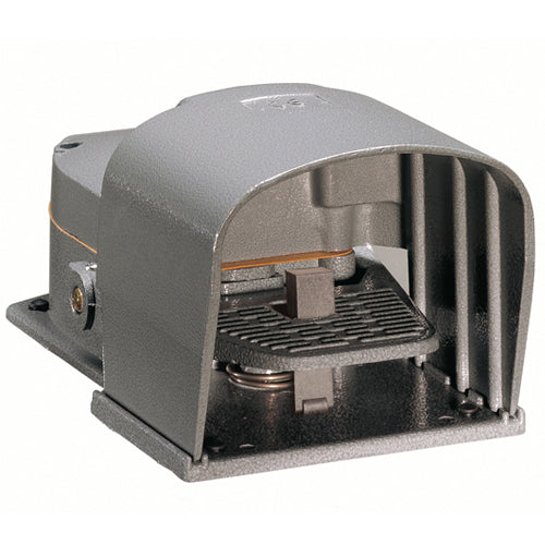 Lovato KR210L11, Foot Switch with Safety Lever, K Series, One Pedal, Metal Body, With Cover, Contacts 1NO+1NC Slow Action