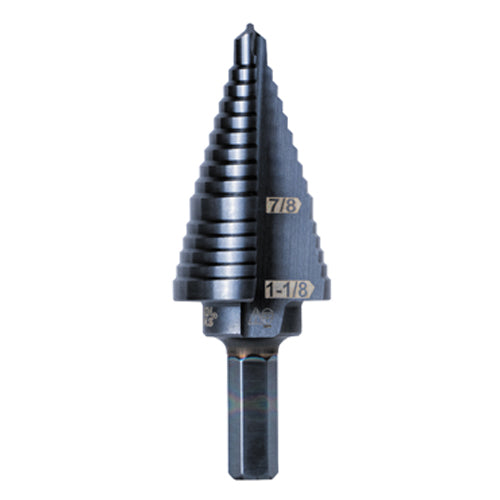 Klein Tools KTSB11, 2-Step Drill Bit, 3/8-Inch Hex, Double Straight Flute, 7/8-Inch to 1-1/8-Inch