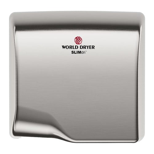 World Dryer L-973, SLIMdri Series Energy Efficient ADA Compliant Hand Dryer, 110-120/208/220-240V, Automatic Operation, Surface Mounted, Stainless Steel, Brushed