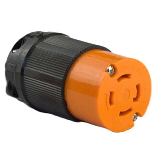 Techspan L14-30C, Twisting Lock Female Connector, 30A 125/250V, 3-Pole 4-Wire Grounding, 1-Phase, Orange Polycarbonate