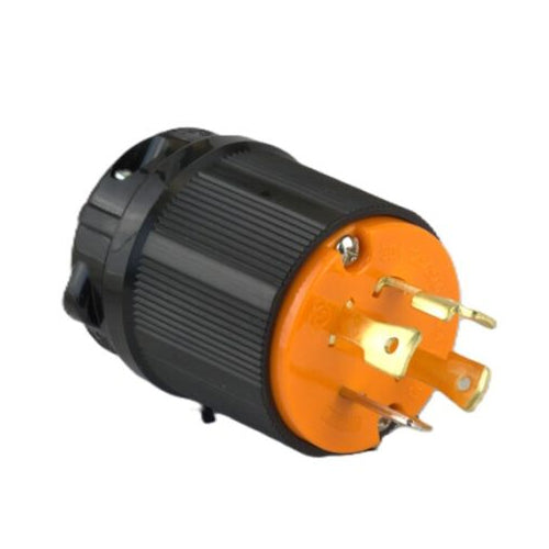 Techspan L14-30P, Twisting Lock Male Plug, 30A 125/250V, 3-Pole 4-Wire Grounding, 1-Phase, Orange Polycarbonate