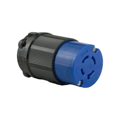 Techspan L15-20C, Twisting Lock Female Connector, 20A 250V, 3 Phase, 3-Pole 4-Wire Grounding, Blue Polycarbonate