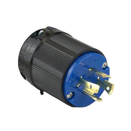 Techspan L15-20P, Twisting Lock Male Plug, 20A 250V, 3 Phase, 3-Pole 4-Wire Grounding, Blue Polycarbonate