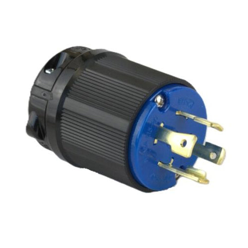 Techspan L15-30P, Twisting Lock Male Plug, 30A 250V, 3 Phase, 3-Pole 4-Wire Grounding, Blue Polycarbonate