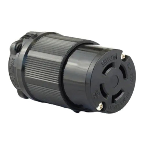 Techspan L17-30C, Twisting Lock Female Connector, 30A 600V, 3 Phase, 3-Pole 4-Wire Grounding, Black Nylon